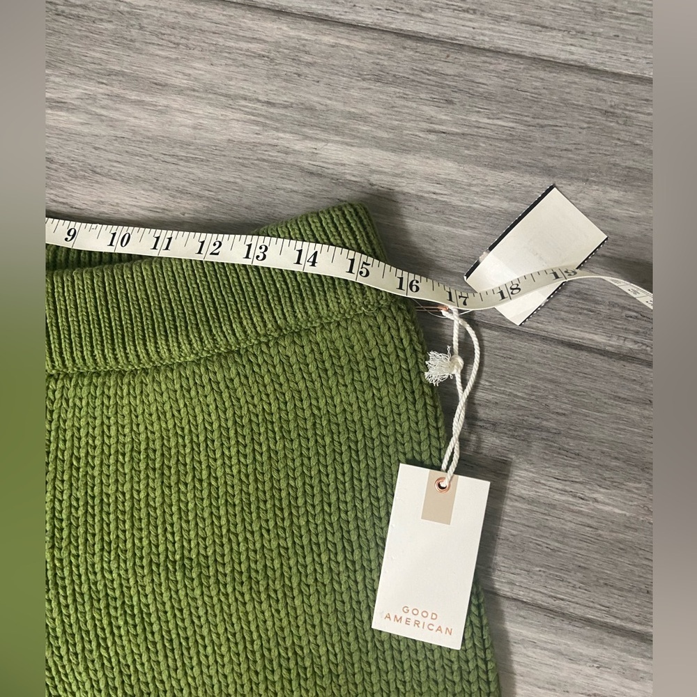 Good American Chunky Knit High Waisted Shorts Olive Green Lounge Cozy Core - Picture 7 of 12